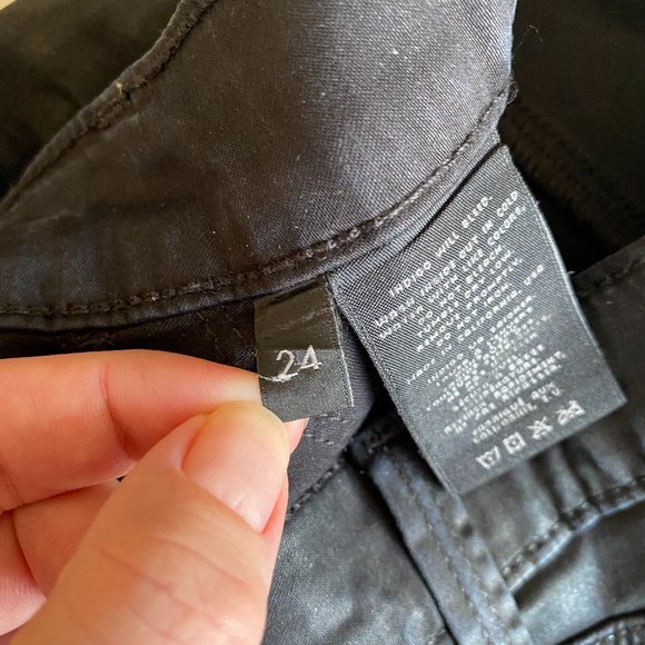 J Brand Super Skinny Coated Jeans Black 24 - Picture 6 of 9